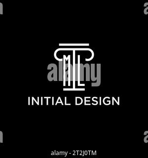 Initiallogo im ML-Monogramm mit säulenförmigem Icon-Design, luxuriösem und elegantem Anwaltslogo Stock Vektor