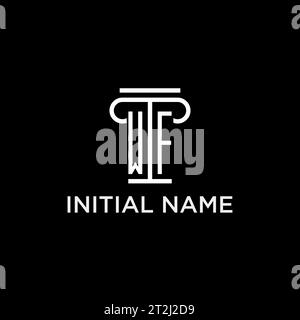 WF-Monogramm-Initiallogo mit säulenförmigem Icon-Design, luxuriösem und elegantem Anwaltslogo Stock Vektor