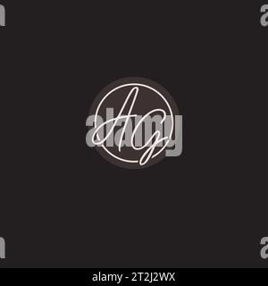 Monogramm des Initialen AG-Logos mit einfacher Vektorgrafik im Kreislinienstil Stock Vektor