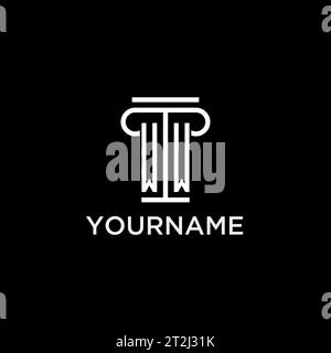 WW-Monogramm-Initiallogo mit säulenförmigem Icon-Design, luxuriösem und elegantem Anwaltslogo Stock Vektor