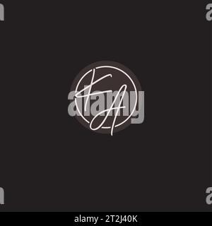 Initialen KA-Logo-Monogramm mit einfacher kreisförmiger Vektorgrafik Stock Vektor