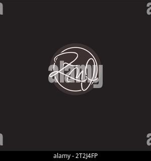 Initialen ZW-Logo-Monogramm mit einfacher kreisförmiger Vektorgrafik Stock Vektor