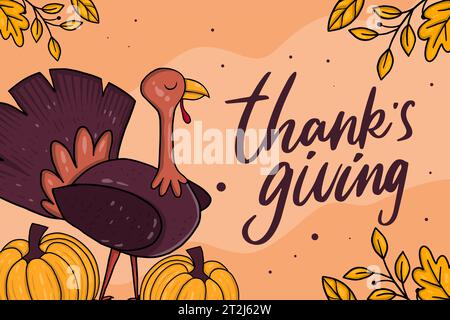 Hand gezeichnete Vektor-Design Thanksgiving Hintergrund Illustration Stock Vektor