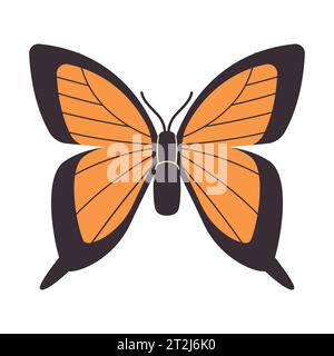 Tiger Schwalbenschwanz Schmetterling Vektor Zeichnung Illustration orange und schwarze Farbe Stock Vektor