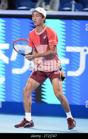 Ariake Coliseum, Tokio, Japan. Oktober 2023. Shintaro Mochizuki (JPN), 19. OKTOBER 2023 - Tennis : Kinoshita Group Japan Open Tennis Championships 2023 Männer Singles 2. Runde im Ariake Coliseum, Tokio, Japan. Quelle: AFLO SPORT/Alamy Live News Stockfoto