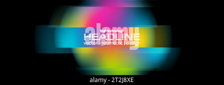 Farbenfroher verzerrter Kreis abstrakter geometrischer Hintergrund. Flüssige holographische Gradienten-Glitchsphäre. Vektorbanner-Design Stock Vektor