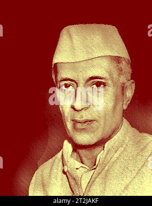 Jawaharlal Nehru Poster Hintergrund, für Jawaharlal Nehru Tag oder Kindertag, Chacha Nehru Jayanti, berühmte indische Figur Stockfoto