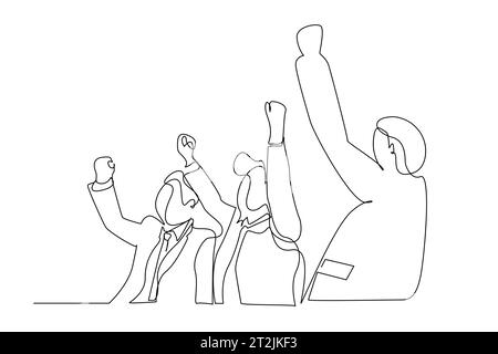 Büroangestellte gewinnen den Gewinner „Happy Line Art“ Stock Vektor