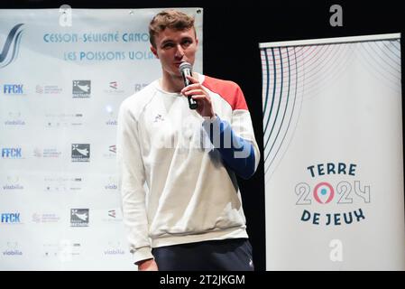 Cesson-Sévigné, Frankreich - 19. Oktober 2023, Nicolas GESTIN (CK Quimperlé) Präsentation der Olympischen Kanu-Kajak-Wahlen Paris 2024 während der französischen Meisterschaften Slalom und Kajak Cross, Kanu-Veranstaltung am 19. Oktober 2023 im Stade d'eaux vives in Cesson-Sévigné, Frankreich - Foto Laurent Lairys/DPPI Credit: DPPI Media/Alamy Live News Stockfoto