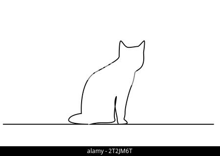 Katzentiere Haustiere Säugetiere hinten hinter der Rückansicht einfache Stylenkunst Stock Vektor