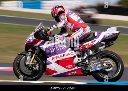 Melbourne, Australien, 20. Oktober 2023. Jorge MARTIN aus Spanien auf dem Prima Pramac Racing DUCATI während der australischen MotoGP auf dem Phillip Island Grand Prix Circuit am 20. Oktober 2023 in Melbourne, Australien. Quelle: Dave Hewison/Speed Media/Alamy Live News Stockfoto