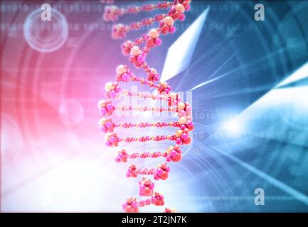 DNA, die mit wissenschaftlichem Hintergrund. 3D-Rendering Stockfoto