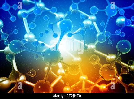 Abstrakter Molekülnetzwerkhintergrund. 3D-Abbildung Stockfoto