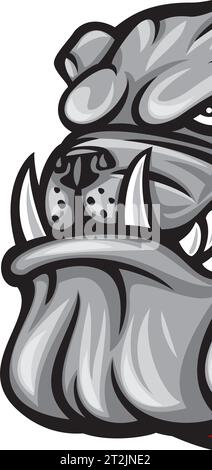Angry Bulldog Face Color. Vektorillustration. Stock Vektor