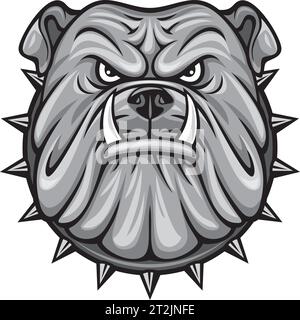 Angry Bulldog Head Color. Vektorabbildung. Stock Vektor