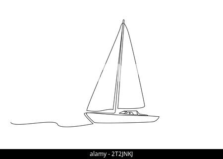Luxus-Yachtboot Segeln Seefahrt Lifestyle Line Art Stock Vektor