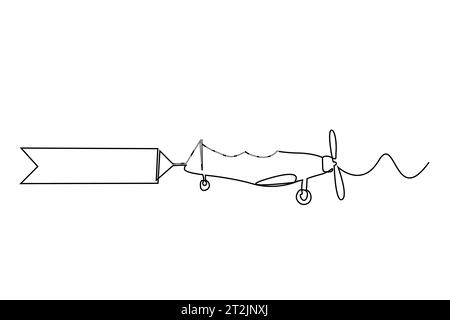 Retro-Flugzeugnachricht ankündigen Fliegenplakat Band Line Art Stock Vektor