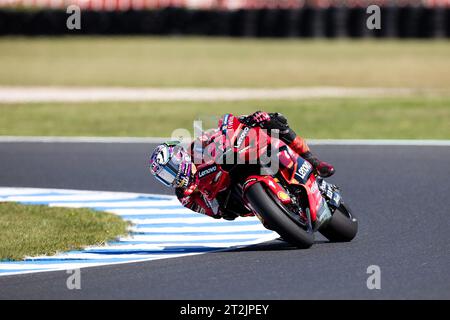 Melbourne, Australien, 20. Oktober 2023. Enea Bastianini aus Italien im Ducati Lenovo Team Ducati während des FP1 beim australischen MotoGP auf dem Phillip Island Grand Prix Circuit am 20. Oktober 2023 in Melbourne, Australien. Quelle: Ivica Glavas/Speed Media/Alamy Live News Stockfoto