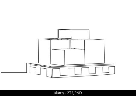 Palettenboxen Frachtauftrag Industrie Geschäftsobjekte Line Art Design Stock Vektor