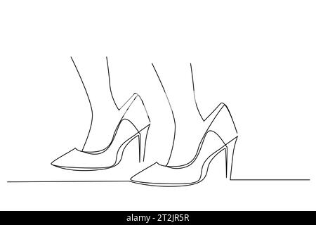 Falsche Bestellung Heels Schuhe große Schuhe Line Art Stock Vektor