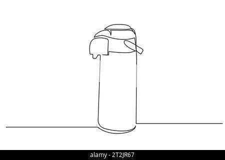 Große Picknick-Thermoskanne aus Metall, modernes Design der Objektlinie Stock Vektor