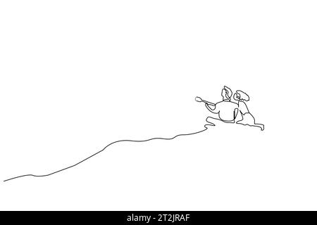Paare in Love Happy Walk Hug Relationship Outdoor Line Art Design Stock Vektor