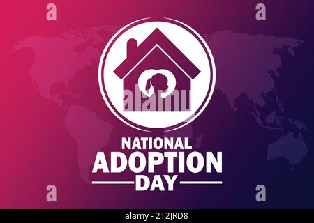 Nationaler Adoptionstag. Urlaubskonzept. Vorlage für Hintergrund, Banner, Karte, Poster mit Textbeschriftung. Vektorabbildung. Stock Vektor