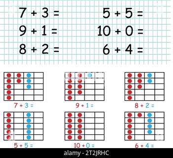 Subtraktionstestfrage einfache Fragen Grundschule Grundschulmathematik-Unterrichtskonzept Stock Vektor