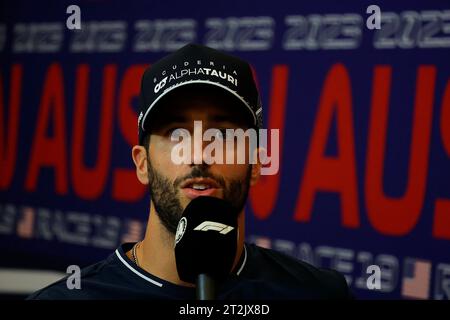 Austin, Vereinigte Staaten. Oktober 2023. 19. Oktober 2023, Circuit of the Americas, Austin, Formel 1Lenovo United States Grand Prix 2023, im Bild Daniel Ricciardo (aus), Scuderia AlphaTauri Credit: dpa/Alamy Live News Stockfoto