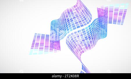 Abstrakter Retro-Hintergrund. Wellen bestehen aus Quadraten. Pixelgrafik Vektor-Illustration. Stock Vektor