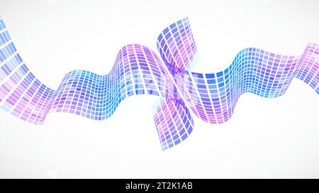 Abstrakter Retro-Hintergrund. Wellen bestehen aus Quadraten. Pixelgrafik Vektor-Illustration. Stock Vektor