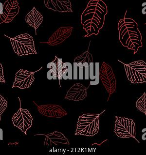 Vektor Hand gezeichnetes nahtloses Muster von Herbstblättern von Birke, Eiche, Ahorn, Esche Stock Vektor