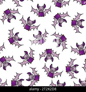 Hand gezeichnetes nahtloses Vektor-Muster mit Halloween Fledermaus Stock Vektor