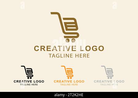 Logo anzeigen. Warenkorb mit Buchstabe a. geeignet für Einzelhandelslogo, Geschäft, Geschäft usw. einfaches Logo-Design editierbar. Stock Vektor