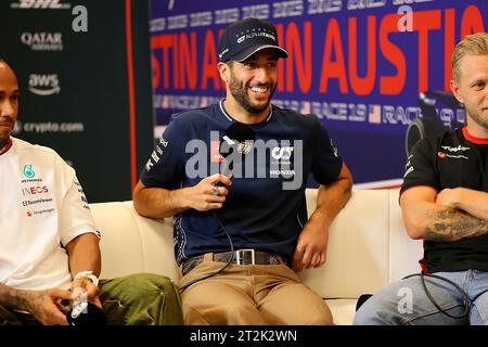 Austin, Vereinigte Staaten. Oktober 2023. 19. Oktober 2023, Circuit of the Americas, Austin, Formel 1Lenovo United States Grand Prix 2023, im Bild Daniel Ricciardo (aus), Scuderia AlphaTauri Credit: dpa/Alamy Live News Stockfoto