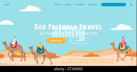 Ökologische Reise auf Kamelen authentisches Erlebnis Stock Vektor