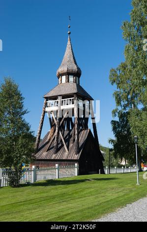 Hölzerner Glockenturm in Vemdalen, Gemeinde Härjedalen, Kreis Jämtland, Schweden Stockfoto