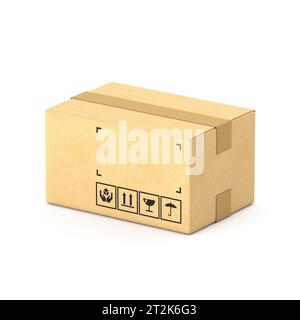 3D-Rendering-Illustration aus Karton isoliert auf weißem Hintergrund Stockfoto