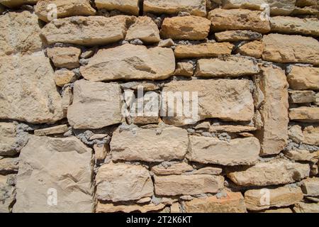 Trockene Steinmauer, trockene Mauerwand, Hintergründe, Textur, aus Griechenland Stockfoto