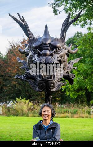 Yorkshire, Großbritannien. Oktober 2023. Ai Weiwei's Circle of Animals/Zodiac Heads (2010), chinesische Tierkreistiere einschließlich des Dragon - Yorkshire Sculpture Park. Guy Bell/Alamy Live News Stockfoto
