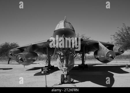 Der Convair B-58 Hustler, Supersonic Strategic Bomber der ersten Generation, ab 1960-1970 einsatzbereit und heute im Pima Air & Space Museum aufbewahrt. Stockfoto