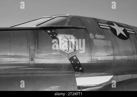 Der Convair B-58 Hustler, Supersonic Strategic Bomber der ersten Generation, ab 1960-1970 einsatzbereit und heute im Pima Air & Space Museum aufbewahrt. Stockfoto