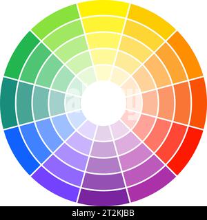 Farbrad mit Farben und Verläufen. Kreisförmiges Farbschema isoliert. Vektorabbildung Stock Vektor