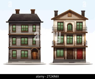 Häuser im Stil des 19. Jahrhunderts Stock Vektor