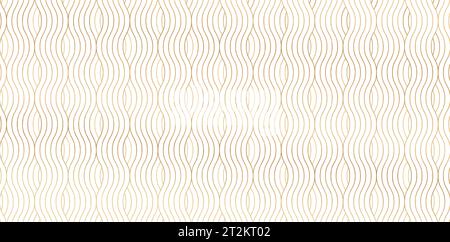 Nahtloses Muster der Vektorillustration mit goldenen Wellenlinien auf isolierten weißen Hintergründen für modische moderne Tapeten oder Textilien, Bucheinbände Stock Vektor