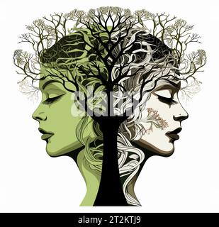 Schöne Frau mit Baum Stock Vektor