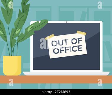 Abwesenheitsnachricht auf dem Laptop-Bildschirm – Vektorillustration Stock Vektor