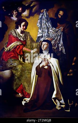 Die Vision der Taube von Saint Teresa von Avila 1635 von Paolo Domenico Finoglio oder Finoglia (Orta di Atella oder Neapel, um 1590 – Conversano, 1645) war ein italienischer Maler. Italienisch, Italien, Museum, Stockfoto