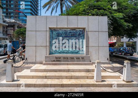 Tel Aviv, Israel - 17. August 2023: Tel Aviv Gründerdenkmal am Rothschild Boulevard in Tel Aviv, Israel Stockfoto