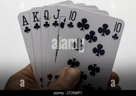 Royal Straight Flush Clubs Stockfoto